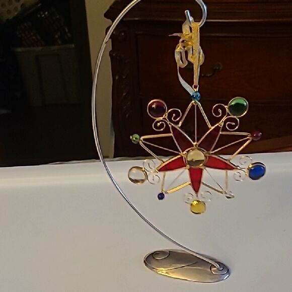 Source Unknown Other - Colorful Art Glass Ornament with Stand